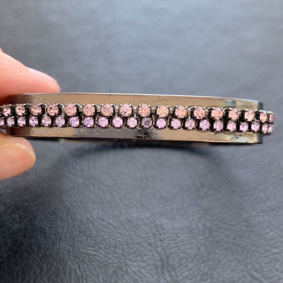 Joomi Lim Edgy Gunmetal Crystal Square Bangle Bracelet - Picture 3 of 6